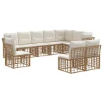 Set de canapele de exterior cu pernă 7 pcs natural Poliester GartenMobel Dekor