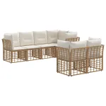 Set de canapele de exterior cu pernă 7 pcs natural Poliester GartenMobel Dekor