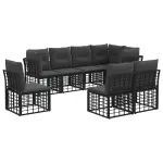 Set de canapele de exterior cu pernă 8 pcs Negru Poliester GartenMobel Dekor