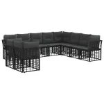 Set de canapele de exterior cu pernă 8 pcs Negru Poliester GartenMobel Dekor