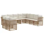 Set de canapele de exterior cu pernă 8 pcs natural Poliester GartenMobel Dekor