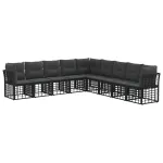 Set de canapele de exterior cu pernă 9 pcs Negru Poliester GartenMobel Dekor