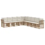 Set de canapele de exterior cu pernă 9 pcs natural Poliester GartenMobel Dekor