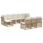 Set de canapele de exterior 4 pcs Alb Natural și Crem Poliester GartenMobel Dekor