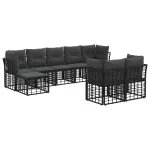 Set de canapele de exterior 6 pcs Negru și Gri închis Poliester GartenMobel Dekor