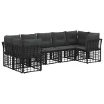 Set de canapele de exterior 7 pcs Negru și Gri închis Poliester GartenMobel Dekor