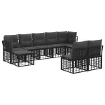 Set de canapele de exterior 9 pcs Negru și Gri închis Poliester GartenMobel Dekor