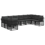 Set de canapele de exterior cu pernă 10 pcs Negru și Gri închis GartenMobel Dekor