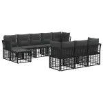 Set de canapele de exterior cu pernă 10 pcs Negru și Gri închis GartenMobel Dekor