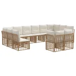 Set de canapele de exterior cu pernă 12 pcs Alb Natural și Crem GartenMobel Dekor
