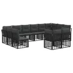 Set de canapele de exterior cu pernă 12 pcs Negru și Gri închis GartenMobel Dekor