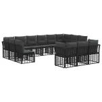 Set de canapele de exterior cu pernă 13 pcs Negru și Gri închis GartenMobel Dekor