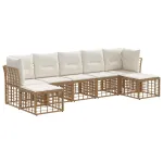 Set de canapele de exterior cu pernă 4 pcs natural Poliester GartenMobel Dekor