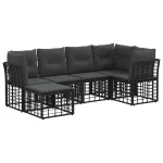 Set de canapele de exterior cu pernă 6 pcs Negru Poliester GartenMobel Dekor