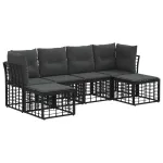 Set de canapele de exterior cu pernă 6 pcs Negru Poliester GartenMobel Dekor