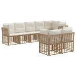 Set de canapele de exterior cu pernă 6 pcs natural Poliester GartenMobel Dekor