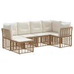 Set de canapele de exterior cu pernă 6 pcs natural Poliester GartenMobel Dekor