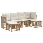 Set de canapele de exterior cu pernă 6 pcs natural Poliester GartenMobel Dekor