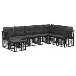Set de canapele de exterior cu pernă 8 pcs Negru Poliester GartenMobel Dekor