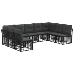 Set de canapele de exterior cu pernă 9 pcs Negru Poliester GartenMobel Dekor