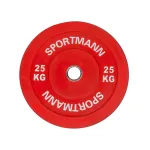 Disc olimpic bumper SPORTMANN din cauciuc, 25 kg, 51 mm, rosu