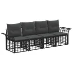 Set de canapele de exterior 4 pcs Negru și Gri închis Poliester GartenMobel Dekor