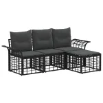 Set de canapele de exterior 4 pcs Negru și Gri închis Poliester GartenMobel Dekor