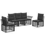 Set de canapele de exterior 5 pcs Negru și Gri închis Poliester GartenMobel Dekor