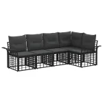 Set de canapele de exterior 5 pcs Negru și Gri închis Poliester GartenMobel Dekor