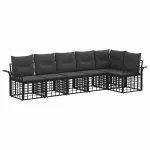 Set de canapele de exterior 6 pcs Negru și Gri închis Poliester GartenMobel Dekor