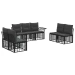 Set de canapele de exterior 7 pcs Negru și Gri închis Poliester GartenMobel Dekor
