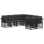 Set de canapele de exterior 8 pcs Negru și Gri închis Poliester GartenMobel Dekor