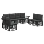 Set de canapele de exterior 8 pcs Negru și Gri închis Poliester GartenMobel Dekor