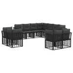 Set de canapele de exterior cu pernă 11 pcs Negru și Gri închis GartenMobel Dekor