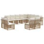 Set de canapele de exterior cu pernă 12 pcs Alb Natural și Crem GartenMobel Dekor