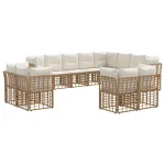 Set de canapele de exterior cu pernă 12 pcs Alb Natural și Crem GartenMobel Dekor