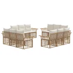Set de canapele de exterior cu pernă 12 pcs Alb Natural și Crem GartenMobel Dekor