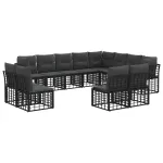 Set de canapele de exterior cu pernă 12 pcs Negru și Gri închis GartenMobel Dekor