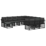 Set de canapele de exterior cu pernă 12 pcs Negru și Gri închis GartenMobel Dekor