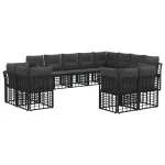 Set de canapele de exterior cu pernă 12 pcs Negru și Gri închis GartenMobel Dekor