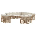 Set de canapele de exterior cu pernă 13 pcs Alb Natural și Crem GartenMobel Dekor