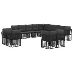 Set de canapele de exterior cu pernă 13 pcs Negru și Gri închis GartenMobel Dekor
