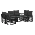 Set de canapele de exterior 6 pcs Negru și Gri închis Poliester GartenMobel Dekor