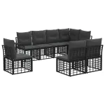 Set de canapele de exterior 8 pcs Negru și Gri închis Poliester GartenMobel Dekor