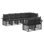 Set de canapele de exterior 8 pcs Negru și Gri închis Poliester GartenMobel Dekor