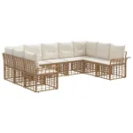 Set de canapele de exterior 9 pcs Alb Natural și Crem Poliester GartenMobel Dekor
