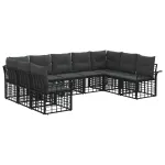 Set de canapele de exterior 9 pcs Negru și Gri închis Poliester GartenMobel Dekor