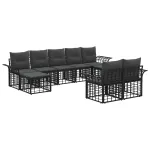 Set de canapele de exterior 9 pcs Negru și Gri închis Poliester GartenMobel Dekor