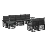 Set de canapele de exterior 9 pcs Negru și Gri închis Poliester GartenMobel Dekor