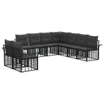 Set de canapele de exterior 9 pcs Negru și Gri închis Poliester GartenMobel Dekor